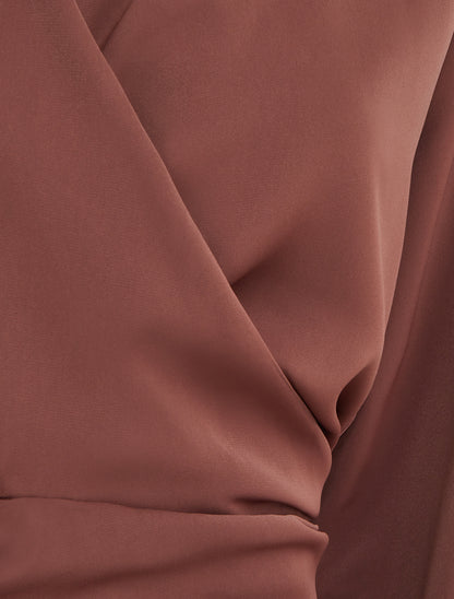 Crop-top cache-coeur uni et satiné - Marron - 3