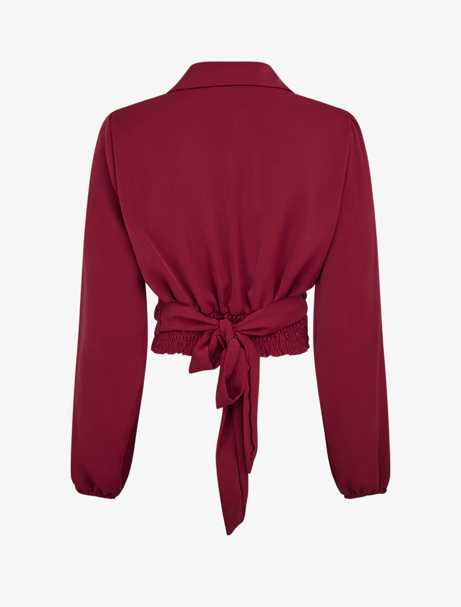 Crop-top cache-coeur uni et satiné - Bordeaux