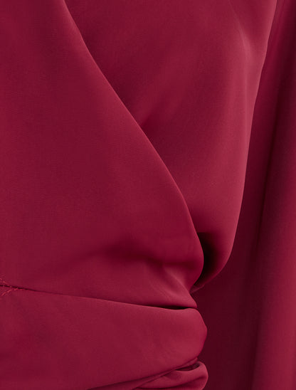 Crop-top cache-coeur uni et satiné - Bordeaux