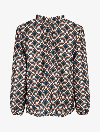 Blouse fluide à imprimé graphique - Bleu canard - 2