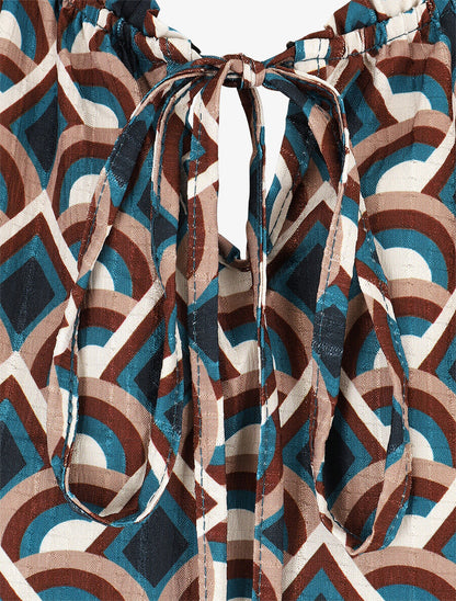 Blouse fluide à imprimé graphique - Bleu canard - 3