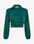 Crop-top cache-coeur uni et satiné - Vert foncé - 1