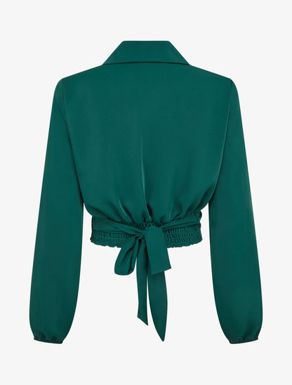 Crop-top cache-coeur uni et satiné - Vert foncé - 2