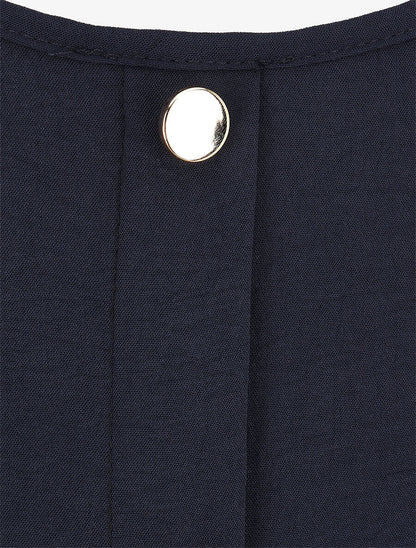 Blouse fluide uni à boutons décoratifs au dos - Marine - 3