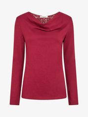 Pull à col bénitier et dos en crochet - Bordeaux - 1