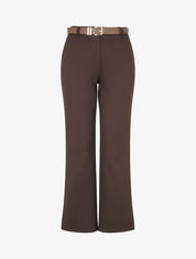 Pantalon droit basique ceinturé - Marron - 1