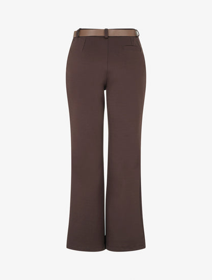 Pantalon droit basique ceinturé - Marron - 2