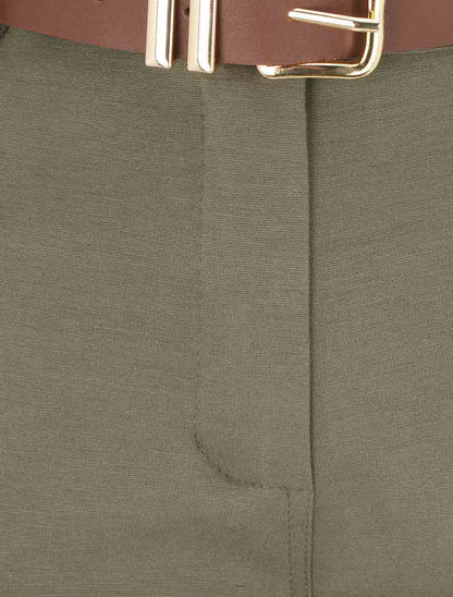 Pantalon droit basique ceinturé - Kaki - 3