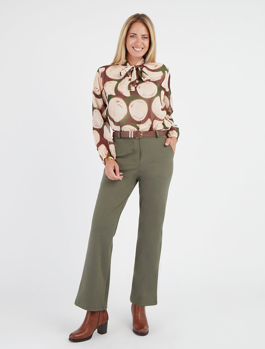 Pantalon droit basique ceinturé - Kaki - 8