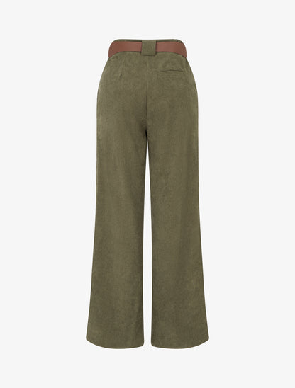 Pantalon droit en velours côtelé - Kaki - 2