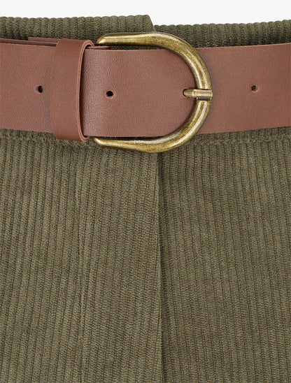 Pantalon droit en velours côtelé - Kaki - 3