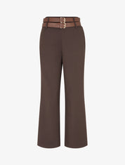 Pantalon droit à double ceintures - Marron - 1