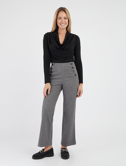 Pantalon à pont droit imprimé chevron - Gris