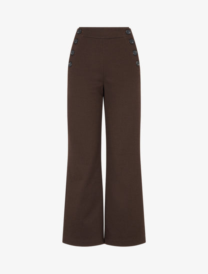 Pantalon à pont droit imprimé chevron - Marron - 1