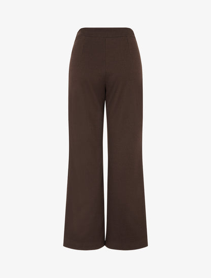 Pantalon à pont droit imprimé chevron - Marron - 2