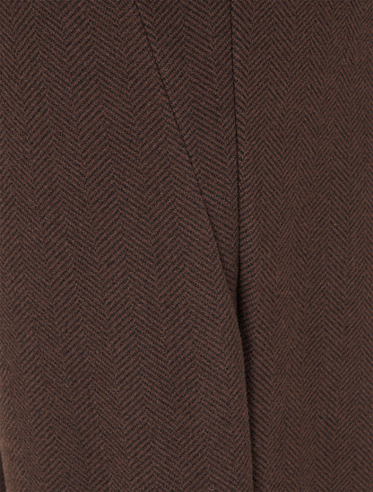 Pantalon à pont droit imprimé chevron - Marron - 3