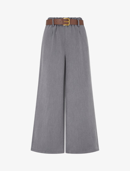 Pantalon élastiqué coupe ample - Gris - 1