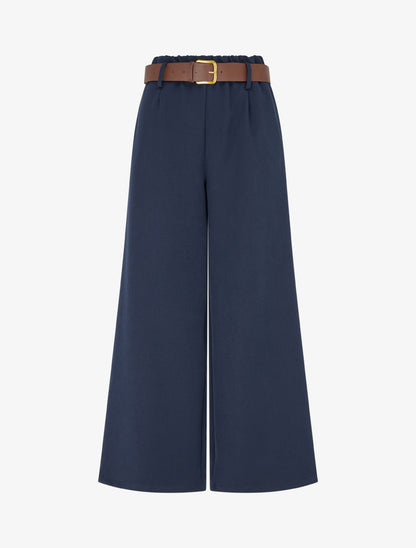 Pantalon élastiqué coupe ample - Marine - 1