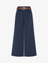Pantalon élastiqué coupe ample - Marine - 1