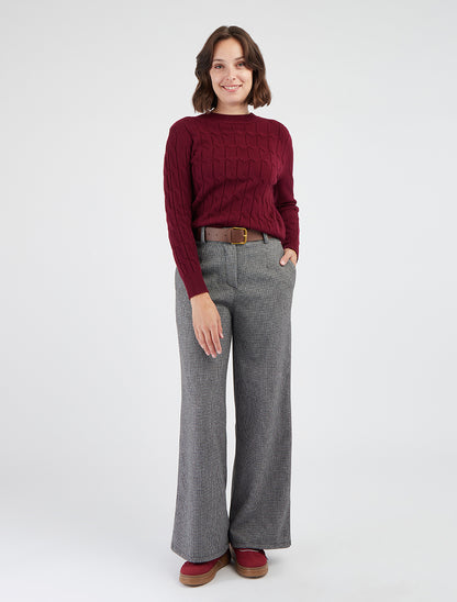 Pantalon ample imprimé pied de poule - Noir/gris