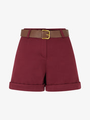 Short droit à revers et ceinture - Bordeaux - 1