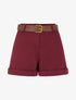 Short droit à revers et ceinture - Bordeaux - 1