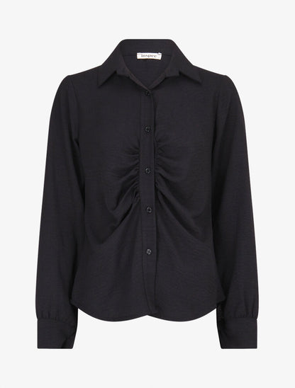 Chemise droite plissée - Noir - 4