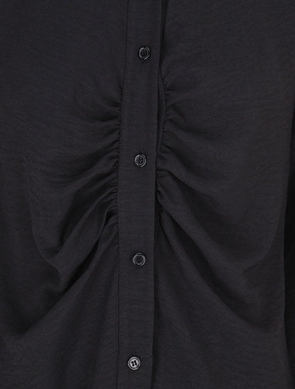 Chemise droite plissée - Noir - 3