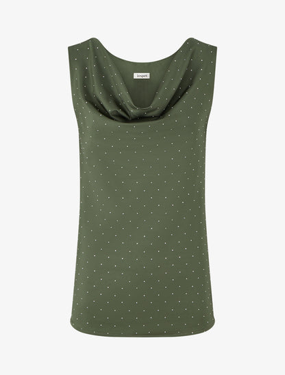 Top uni sans manches à strass - Kaki - 1
