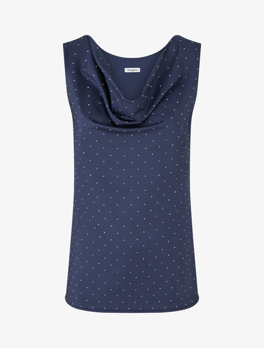 Top uni sans manches à strass - Marine - 1