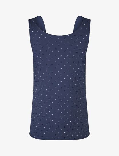 Top uni sans manches à strass - Marine - 2