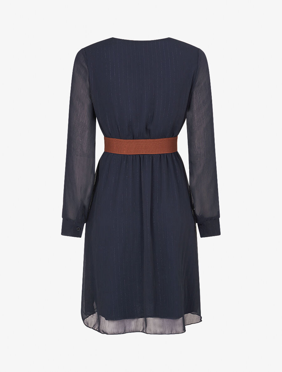 Robe légère en voile lamé - Marine - 2