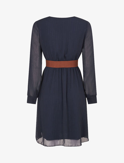 Robe légère en voile lamé - Marine - 2