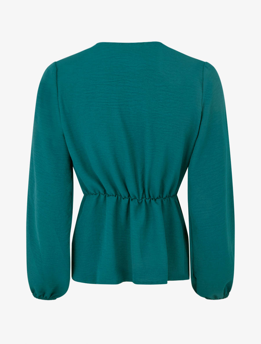 Blouse unie à empiècement bijou - Vert sapin - 2