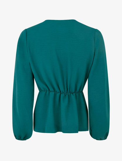 Blouse unie à empiècement bijou - Vert sapin - 2