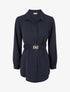 Chemise unie à ceinture élastiquée - Marine - 1