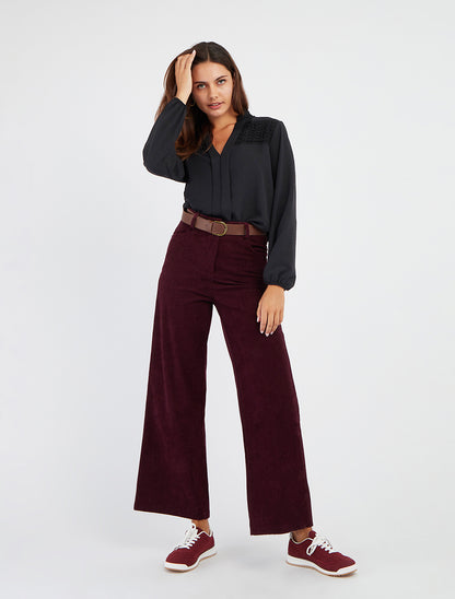 Blouse fluide coupe boule à détail crochet - Noir