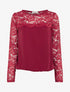 Top boule fluide satiné et dentelle - Rouge cerise - 1