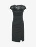 Robe droite à dentelle et drapé - Noir - 1