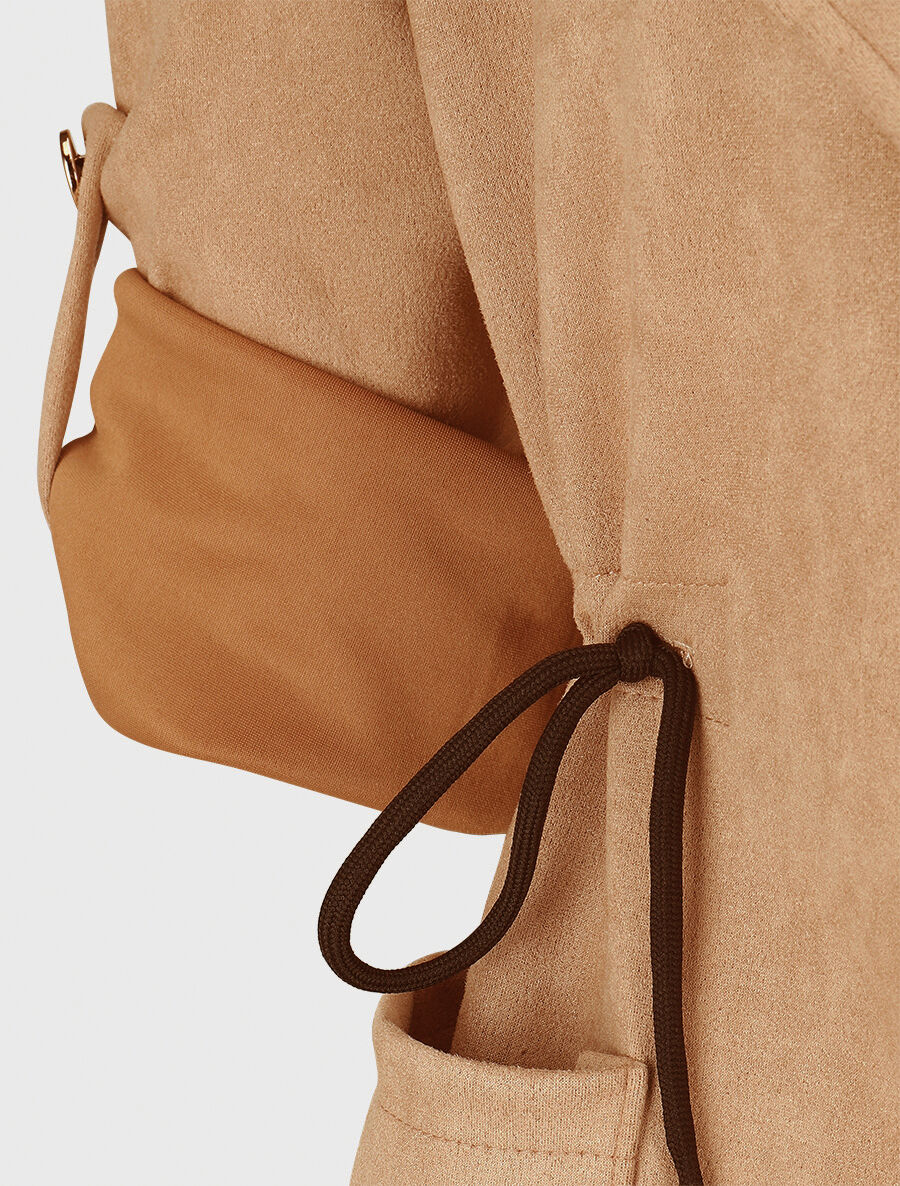 Veste longue en suédine - Camel clair - 3