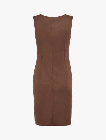 Robe style portefeuille à col rond - Marron - 2