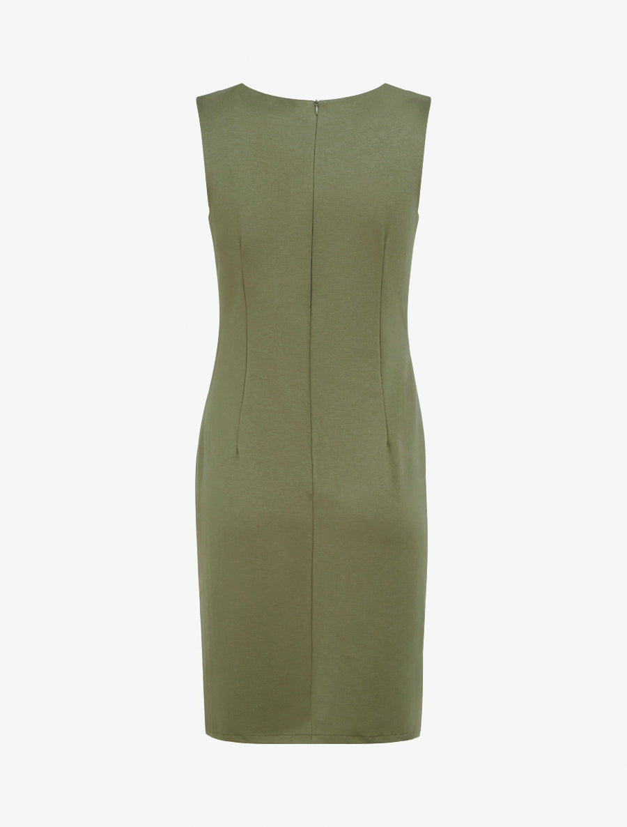 Robe style portefeuille à col rond - Kaki - 2