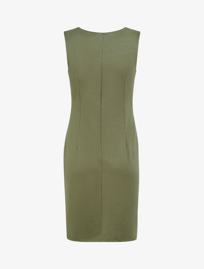 Robe style portefeuille à col rond - Kaki - 2