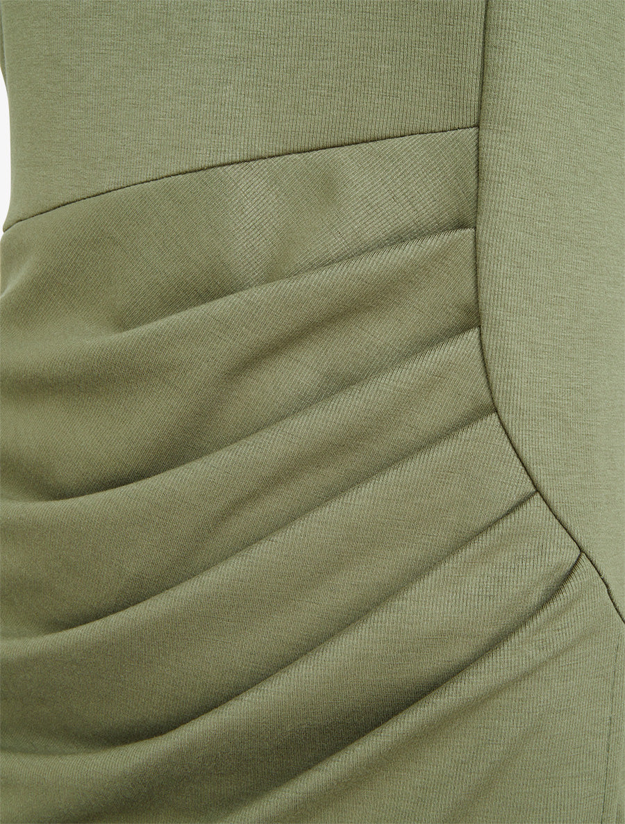 Robe style portefeuille à col rond - Kaki - 3