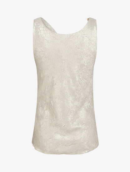 Top droit irisé à col bénitier - Beige - 2