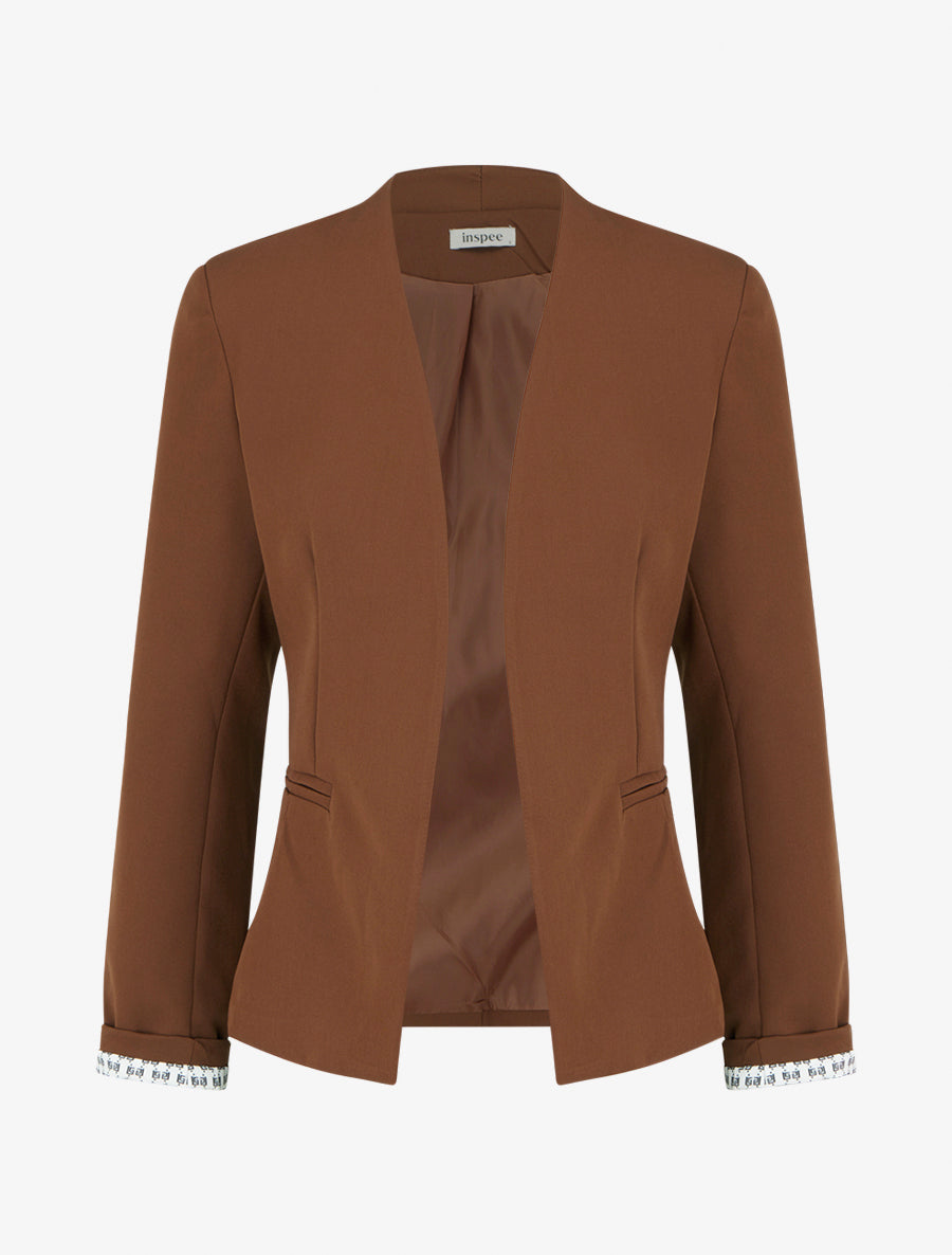 Veste droite à épaulettes - Marron
