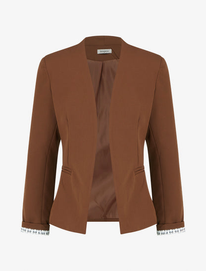 Veste droite à épaulettes - Marron