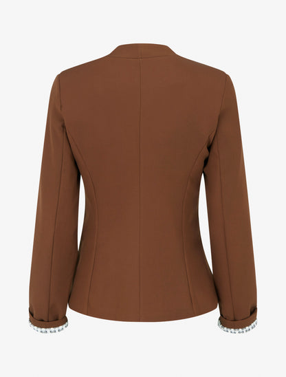 Veste droite à épaulettes - Marron