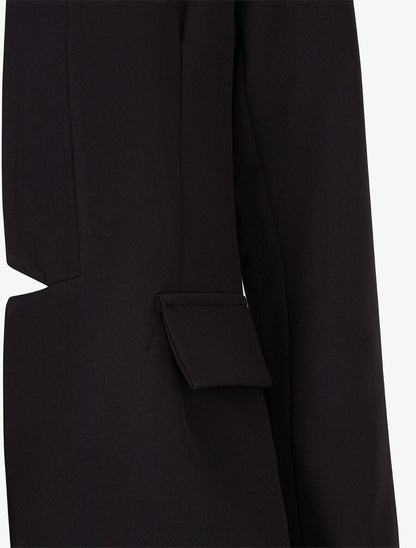Veste à col droit et bord cranté - Noir - 3