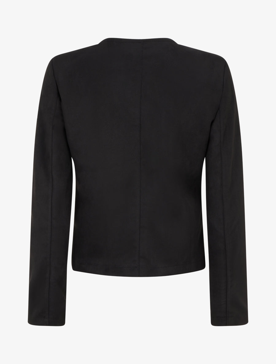 Veste courte ouverte en suédine - Noir - 2